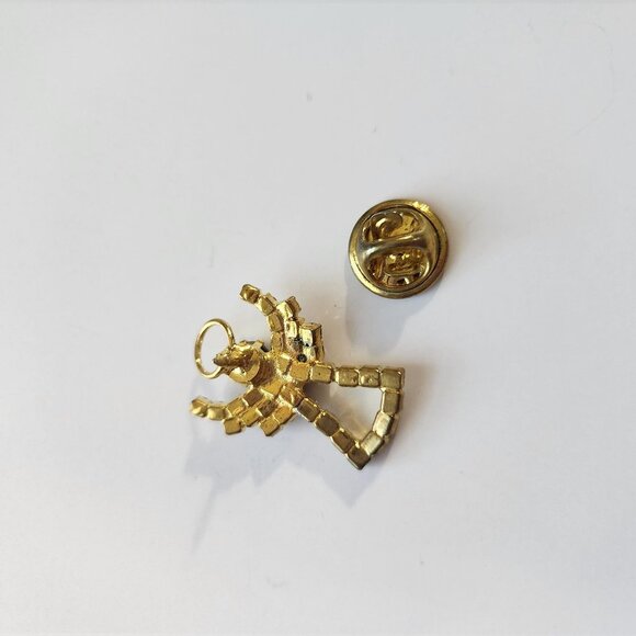 Vintage Angel Brooch Pin Rhinestones Gold-Tone Finish Halo and Bowtie - Picture 4 of 5